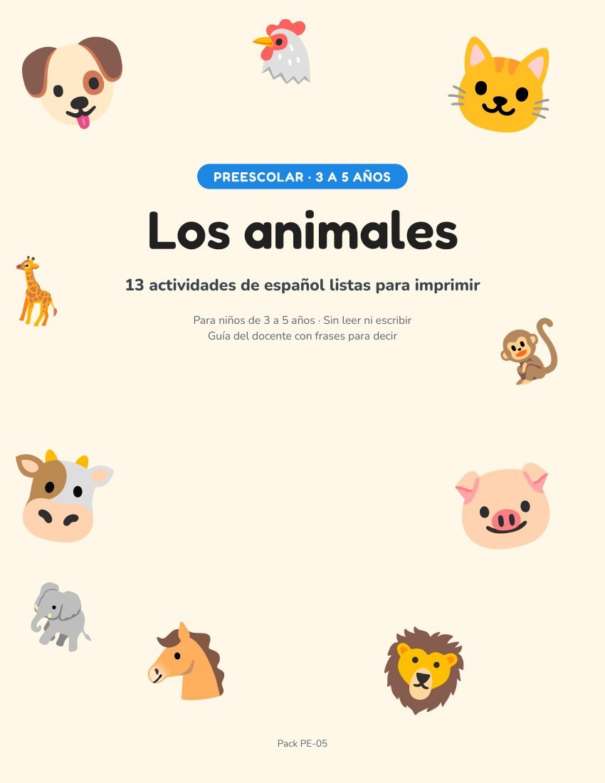 Portada del pack Los animales (Preescolar)